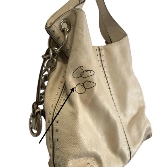 Leather Stud-Trim Hobo Bag in Light Gray - Picture 5 of 6